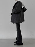 High-neck quilted adjust wool half coat