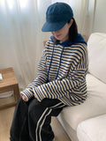 [unisex] Abit stripe over hood knit