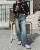 Rings Curved Wide Denim Pants