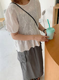 Lingo Lace Ribbon Shirring Blouse