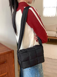 [With Pouch] Pulson Square Grid Padding Nylon Square Shoulder Cross Bag