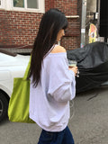 Rashi U-neck One Off-Shoulder Printing Sweatshirt