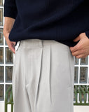 Stan Bijo two-tuck wide slacks