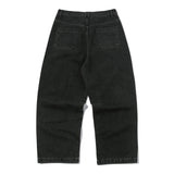 Wide one tuck denim pants
