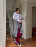 Heart point lettering cotton long sleeves