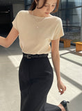 Shuez Soft Boat Neck Cap Sleeve Knit