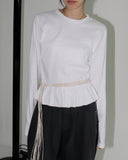 Nais Frill Layered Round Long Sleeve T-Shirt