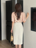Grace Chiffon Shirring Short Sleeve Blouse