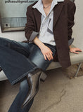 Eunice Ribbed Cat Bootcut Denim Pants