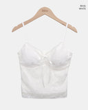Dina Lace Ribbon Adjustable Cap Sleeveless Top