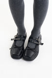 Ribbon twin buckle mary jane shoes