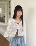 Cheche flower see-through button cardigan
