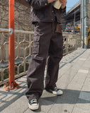 Merrick Herringbone Cargo Wide Pants