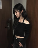 Zuhi shirring off-shoulder knit