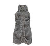Shirring Zip Sleeveless Dress