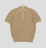 Skasi two-tone collar short sleeve knit