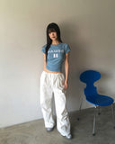 Fezzan Lettering Embroidered Raglan Short Sleeve T-Shirt