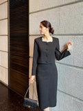 Serzel Tweed Slit Skirt