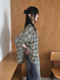 Uter Check Boxy Overfit Vintage Long Sleeve Shirt