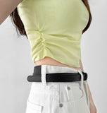 Mayonnaise Side Shirring Crop Short Sleeve T-Shirt