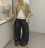 Brushed Non-Fade Raw Balloon Wide Jogger Banding Pants