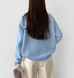 Wool Acrylic Blend V-neck Loose Fit Avant Knit