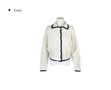 Tack Color Matching Collar Wool Knit Cardigan