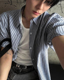 Ale Stripe Linen Short Sleeve Shirt