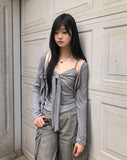 Mevni Dot Sleeveless Cardigan Set