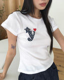 Datin Dot Printing Short Sleeve T-Shirt