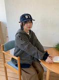 Kidenko Two Way Stripe Over Knit Hood Zip-Up