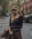 [1+1] Slim Silhouette Basic U-neck Long-sleeved