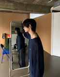 See-through wide neck knit