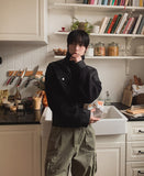 Mood Knit Color Matching High Neck Jacket