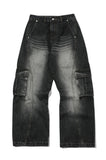 Cargo Curved Wide Denim Pants