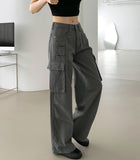 3 Pocket Vintage Pin Tuck Loose Wide Fit Cotton Pants
