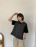 [BAONHAUS] Kenmot Nylon Frill Hood Zip-up Vest