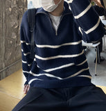 Overfit half zip-up knit