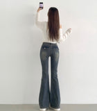 Cooling Low Rise Back Pocket Span Bootcut Denim Pants