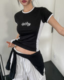 Sporty Star Printing Color Matching Short Sleeve