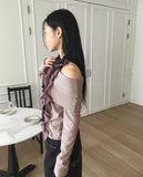 Becken Double Color Matching Frill Twist Knit Muffler