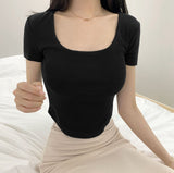 [MADE] Gulim Square Neck Inner Slim Short Sleeve T-shirt