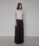 Asymmetrical Draped Strap Roll-Up T-Shirt
