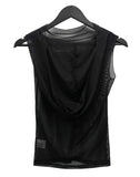 See-through cowl neck hood sleeveless