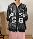 [Unisex] Wenders Punching Lettering Short Sleeve Knit Zip-Up