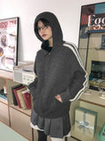 HAIRY LINE KNIT HOOD ZIP-UP