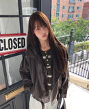 Tsen Stripe Button Henley Neck Long Sleeve Knit