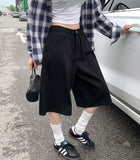 Unique Cross Adjust Point Bermuda Knee Length Cotton Pants