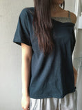 Haboil Loose Fit V-Neck Slub Short Sleeve Tee