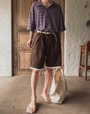 Patch layered Bermuda cotton pants